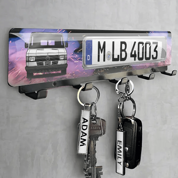 T1 Schlüsselbrett personalisiert mit deinem Auto u. Kennzeichen!