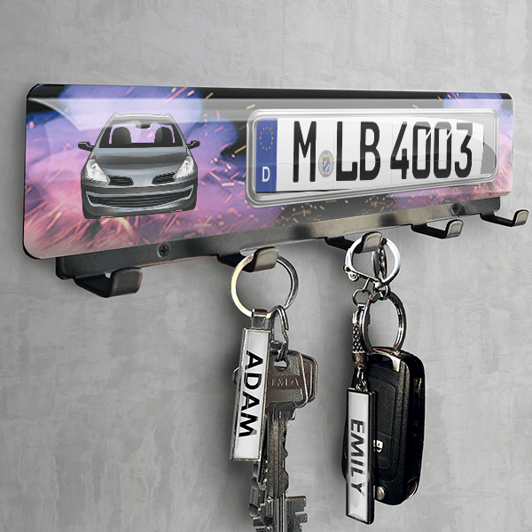 Clio (3-Türer) Schlüsselbrett personalisiert mit deinem Auto u. Kennzeichen!