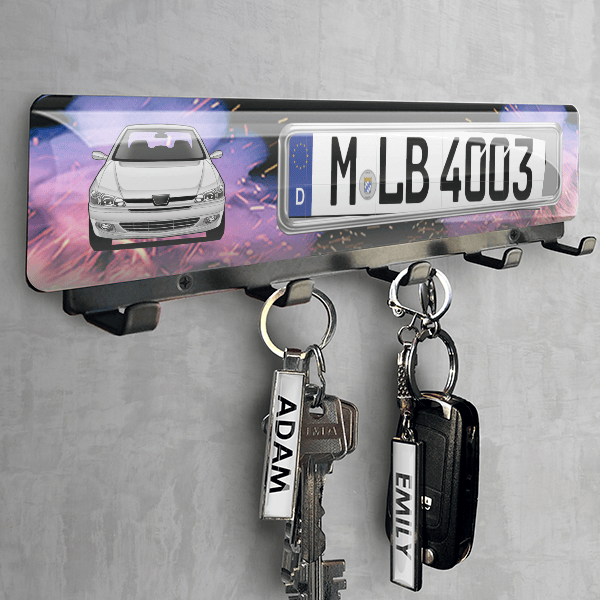 306 Schlüsselbrett personalisiert mit deinem Auto u. Kennzeichen!
