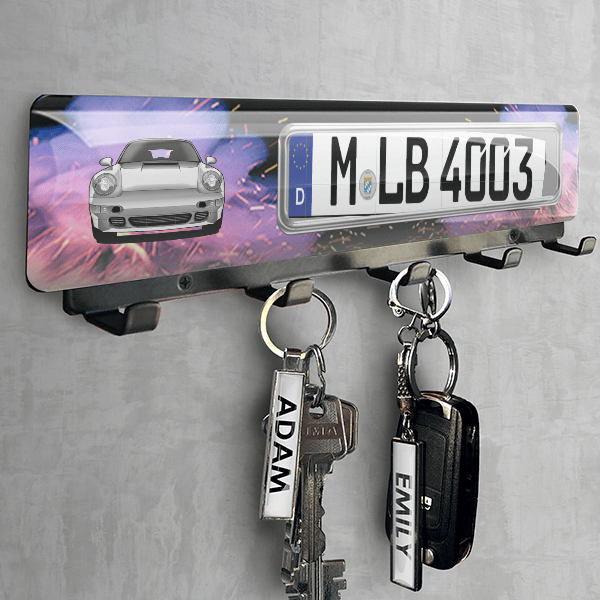 911 993 Targa Schlüsselbrett personalisiert mit deinem Auto u. Kennzeichen!