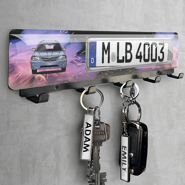 Tribute Schlüsselbrett personalisiert mit deinem Auto u. Kennzeichen!