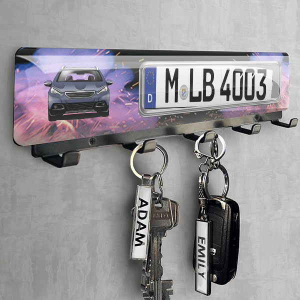 2008 Schlüsselbrett personalisiert mit deinem Auto u. Kennzeichen!