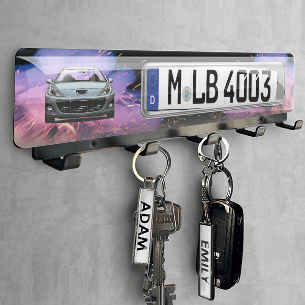 207 Cabriolet Schlüsselbrett personalisiert mit deinem Auto u. Kennzeichen!
