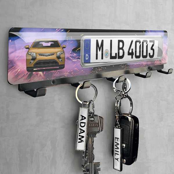 Ampera Schlüsselbrett personalisiert mit deinem Auto u. Kennzeichen!