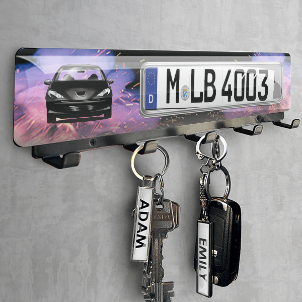206+ Schlüsselbrett personalisiert mit deinem Auto u. Kennzeichen!
