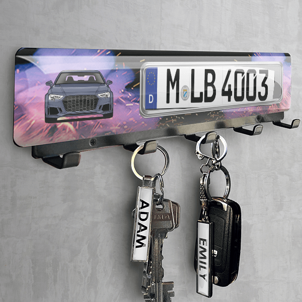 RS3 Sportback Schlüsselbrett personalisiert mit deinem Auto u. Kennzeichen!