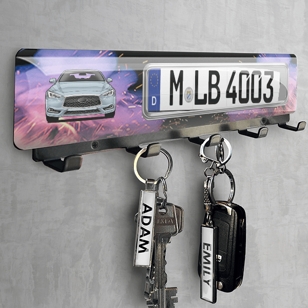 Q60 Schlüsselbrett personalisiert mit deinem Auto u. Kennzeichen!