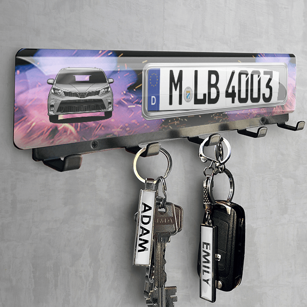 Sienna Schlüsselbrett personalisiert mit deinem Auto u. Kennzeichen!