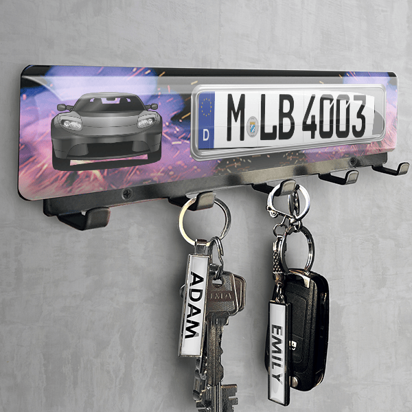 Roadster Schlüsselbrett personalisiert mit deinem Auto u. Kennzeichen!