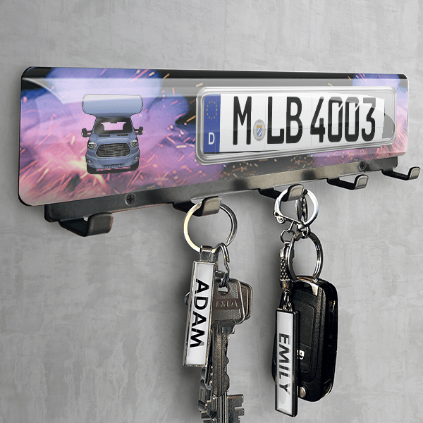 Flash Schlüsselbrett personalisiert mit deinem Wohnwagen u. Kennzeichen!