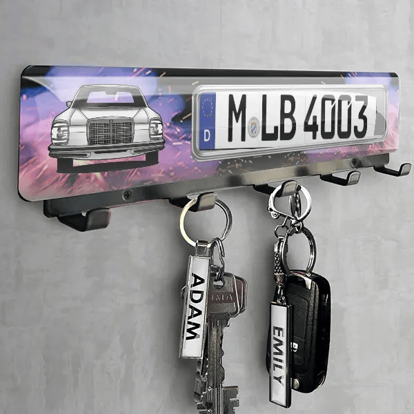 W 114 Coupe Schlüsselbrett personalisiert mit deinem Auto u. Kennzeichen!