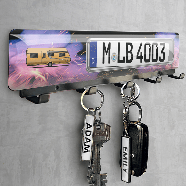 Averso Plus Schlüsselbrett personalisiert mit deinem Campinganhänger u. Kennzeichen!