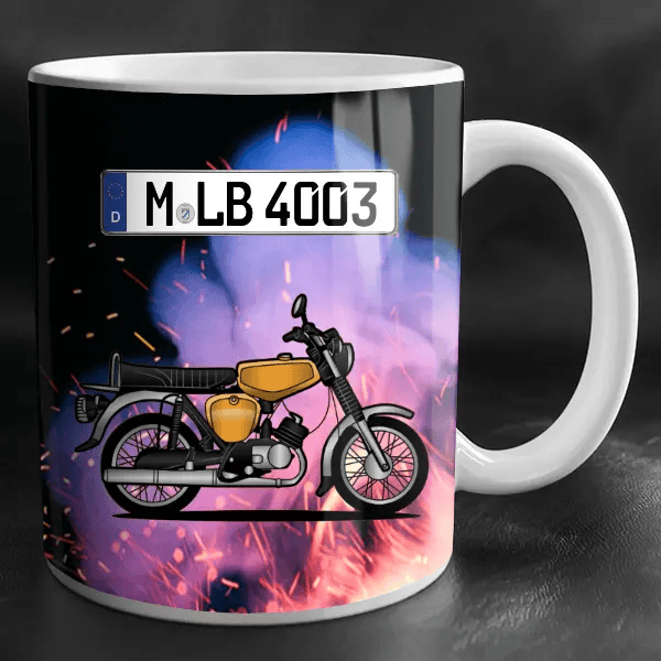 S51 Tasse personalisiert mit Wunsch - Motorrad u. Kennzeichen!