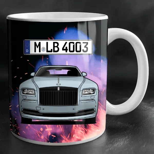 Wraith Coupe Tasse personalisiert mit Wunsch - Auto u. Kennzeichen!