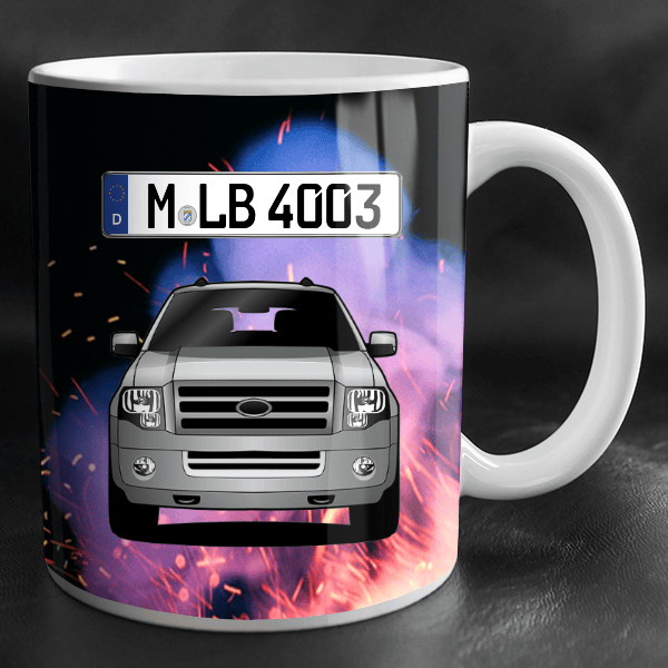 Expedition Tasse personalisiert mit Wunsch - Auto u. Kennzeichen!