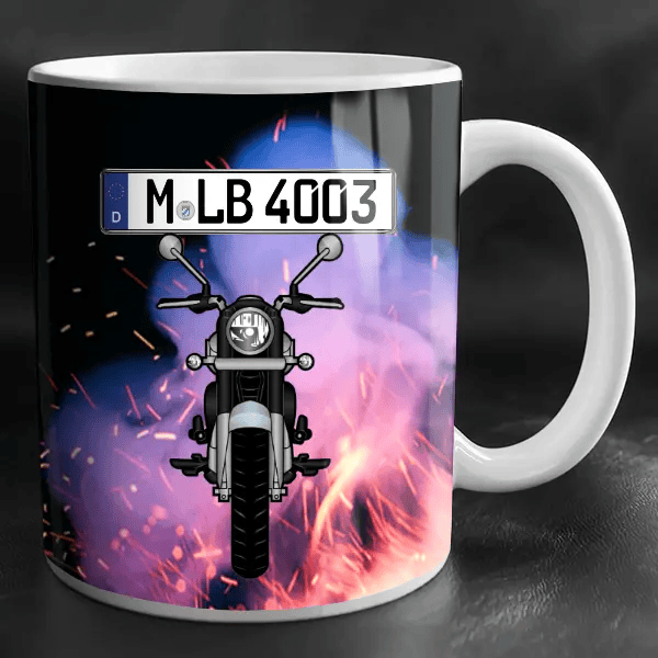 Classic 350 Tasse personalisiert mit Wunsch - Motorrad u. Kennzeichen!