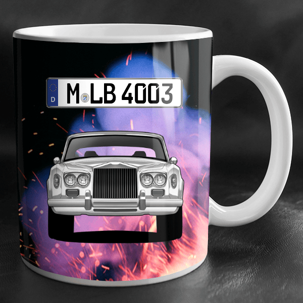 Silver Shadow Limousine Tasse personalisiert mit Wunsch - Auto u. Kennzeichen!