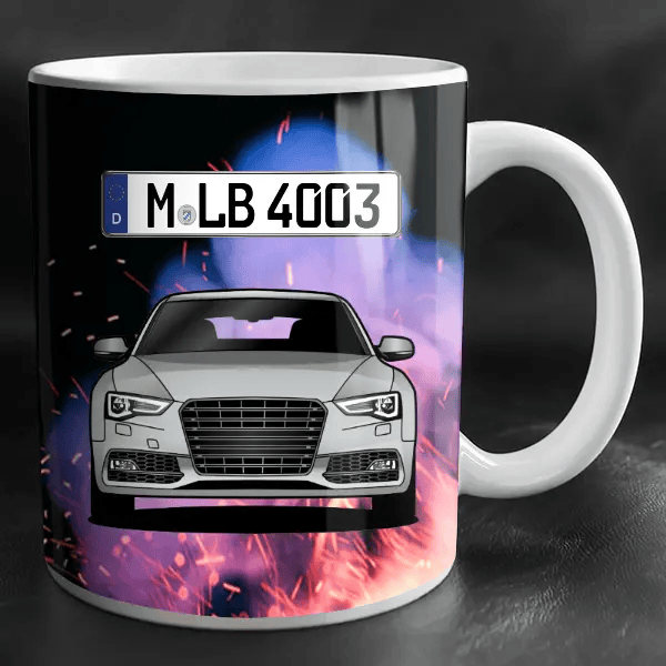 S5 Sportback Tasse personalisiert mit Wunsch - Auto u. Kennzeichen!