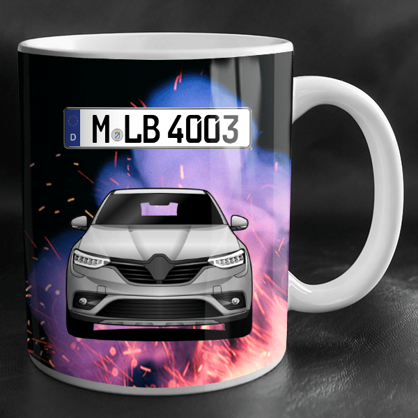 Arkana Tasse personalisiert mit Wunsch - Auto u. Kennzeichen!