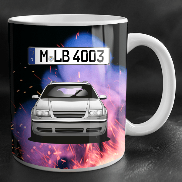 Bora Tasse personalisiert mit Wunsch - Auto u. Kennzeichen!