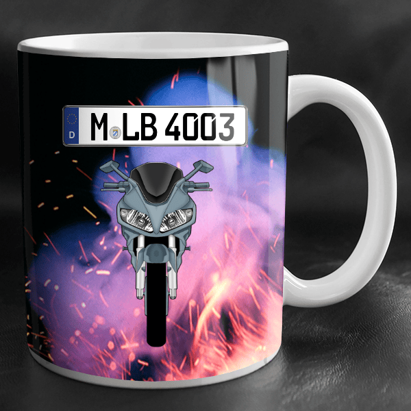 SV 1000 Tasse personalisiert mit Wunsch - Motorrad u. Kennzeichen!