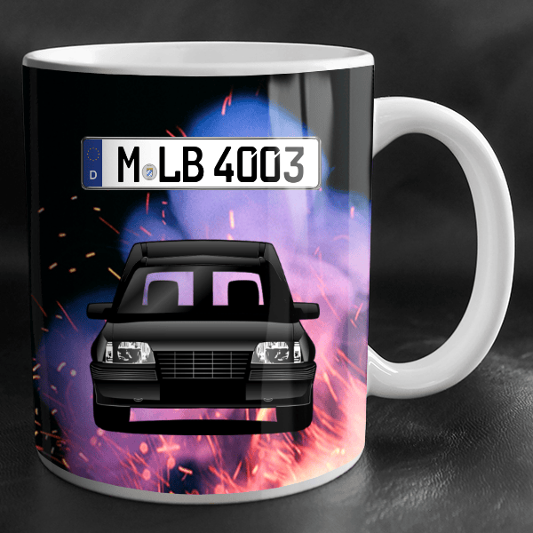 Combo Tasse personalisiert mit Wunsch - Auto u. Kennzeichen!