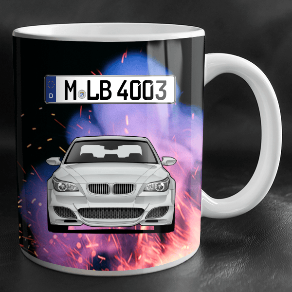 M5 Touring Tasse personalisiert mit Wunsch - Auto u. Kennzeichen!