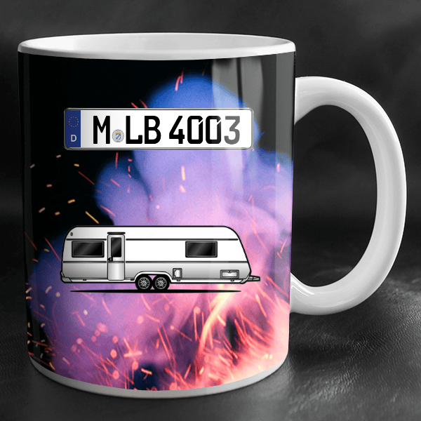 660 Tasse personalisiert mit Wunsch - Campinganhänger u. Kennzeichen!