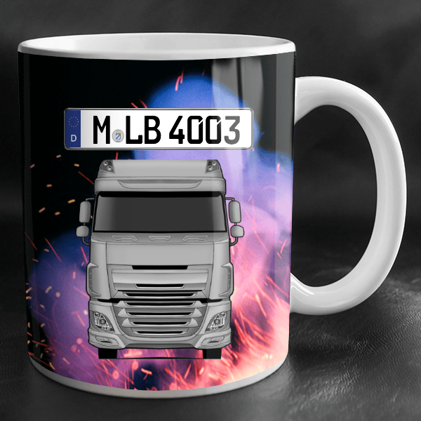 New XF Tasse personalisiert mit Wunsch - LKW u. Kennzeichen!