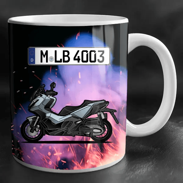 ADV 350 Tasse personalisiert mit Wunsch - Motorrad u. Kennzeichen!