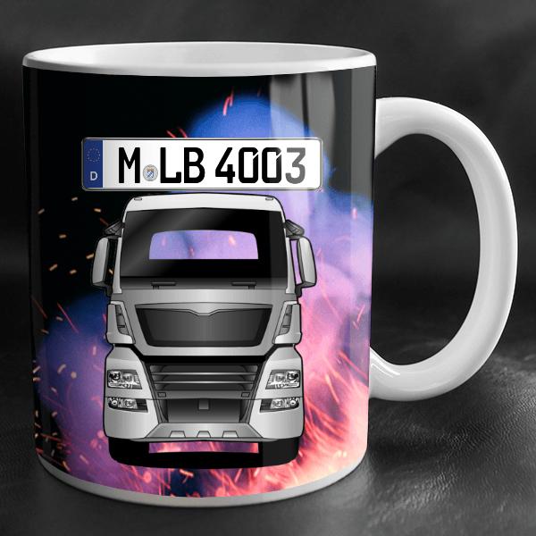 TGX 18.460 Tasse personalisiert mit Wunsch - LKW u. Kennzeichen!