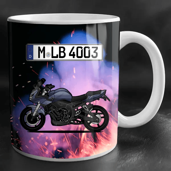 FZ1 Tasse personalisiert mit Wunsch - Motorrad u. Kennzeichen!