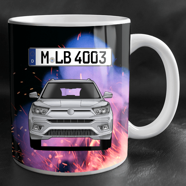 XLV Tasse personalisiert mit Wunsch - Auto u. Kennzeichen!