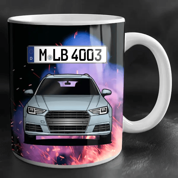 A4 Avant Sport Quattro S-Line Tasse personalisiert mit Wunsch - Auto u. Kennzeichen!