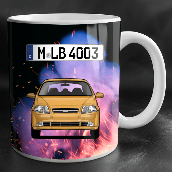 Kalos Tasse personalisiert mit Wunsch - Auto u. Kennzeichen!