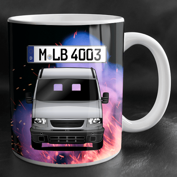 Movano Tasse personalisiert mit Wunsch - Auto u. Kennzeichen!