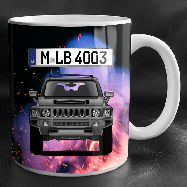 H3 Tasse personalisiert mit Wunsch - Auto u. Kennzeichen!