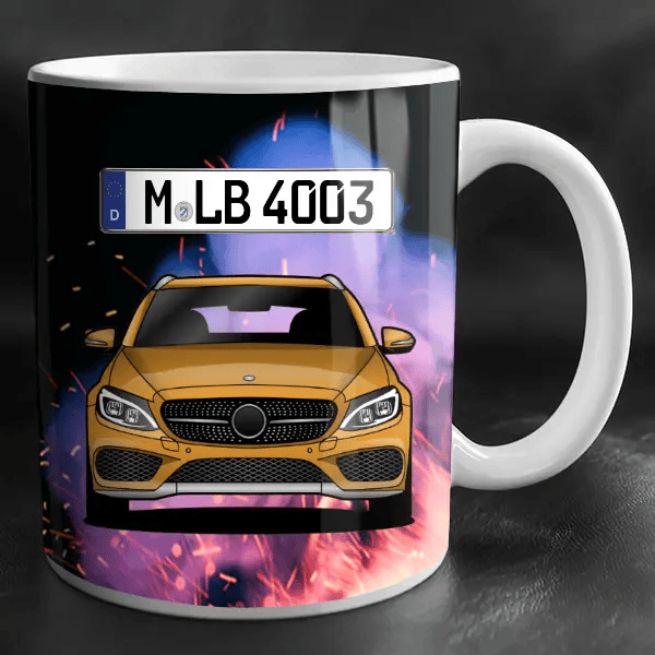 C-Klasse Estate Tasse personalisiert mit Wunsch - Auto u. Kennzeichen!