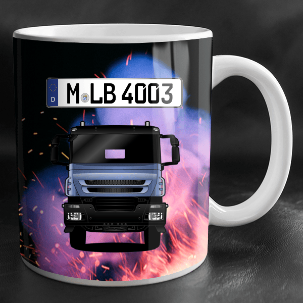 Trakker Tasse personalisiert mit Wunsch - LKW u. Kennzeichen!