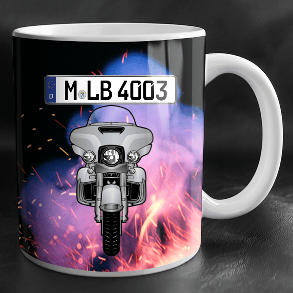 Electra Glide Tasse personalisiert mit Wunsch - Motorrad u. Kennzeichen!