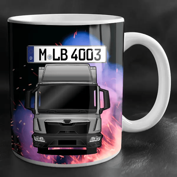 TGL Tasse personalisiert mit Wunsch - LKW u. Kennzeichen!