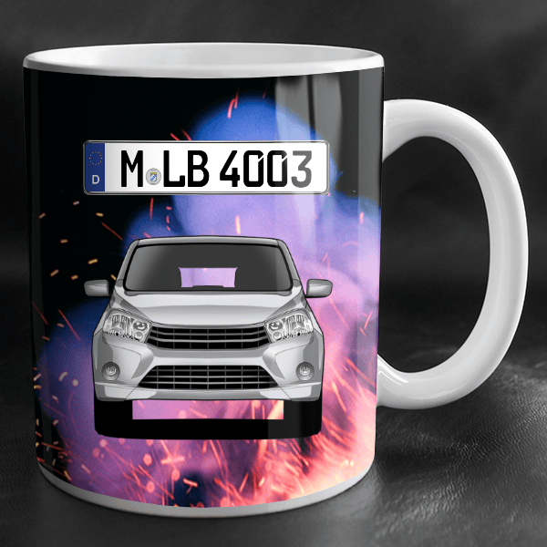 Celerio Tasse personalisiert mit Wunsch - Auto u. Kennzeichen!