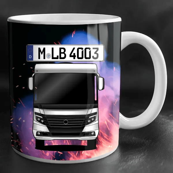 Flair 920 Tasse personalisiert mit Wunsch - Wohnwagen u. Kennzeichen!