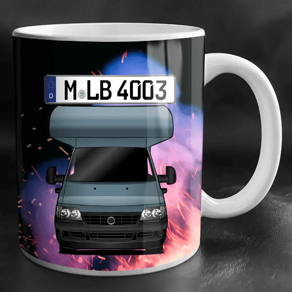 Roller Team Tasse personalisiert mit Wunsch - Wohnwagen u. Kennzeichen!