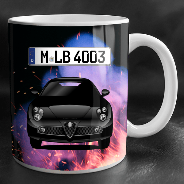 8C Coupe Tasse personalisiert mit Wunsch - Auto u. Kennzeichen!