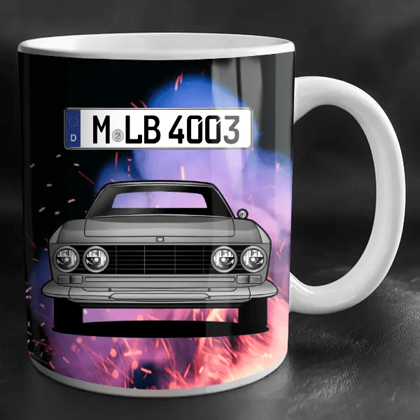 Ford 20 M TS Tasse personalisiert mit Wunsch - Auto u. Kennzeichen!