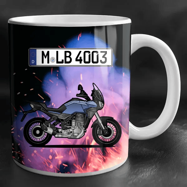 Stelvio Tasse personalisiert mit Wunsch - Motorrad u. Kennzeichen!