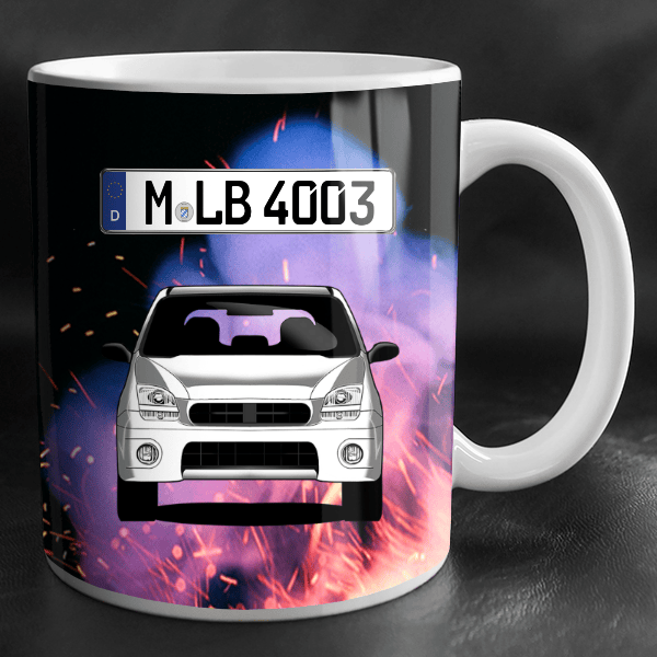 G3X Justy Tasse personalisiert mit Wunsch - Auto u. Kennzeichen!