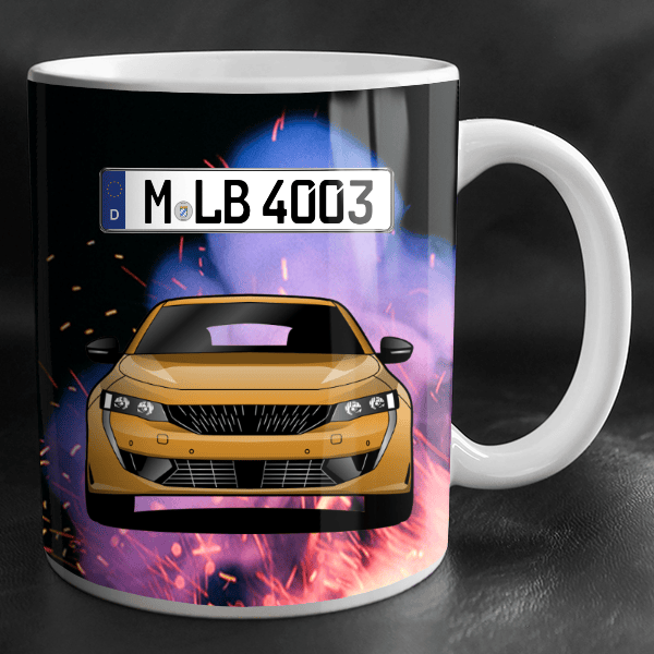 508 SW Tasse personalisiert mit Wunsch - Auto u. Kennzeichen!
