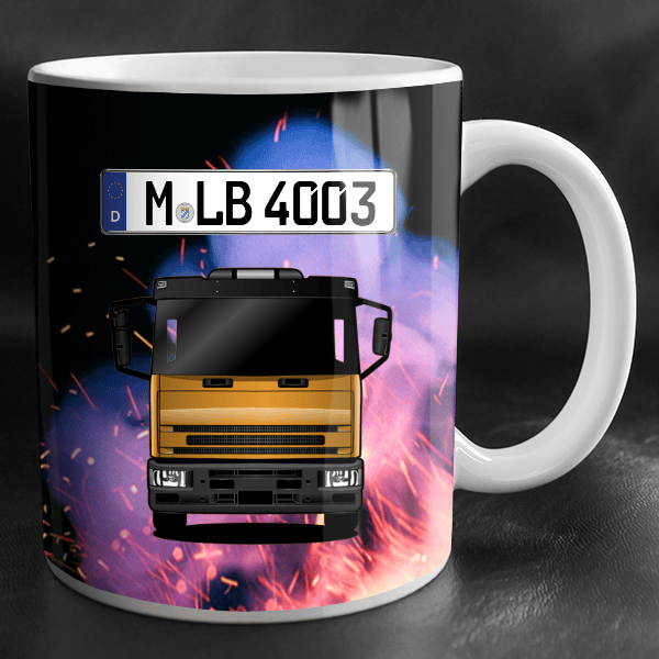 Eurocargo Tasse personalisiert mit Wunsch - LKW u. Kennzeichen!